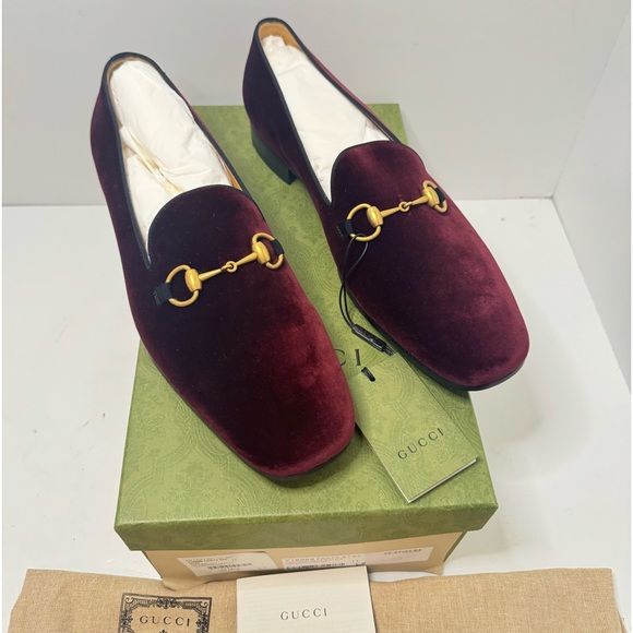 Men’s Gucci Horse Bit Burgundy Velvet Loafers size 11 fits 12 US - Picture 1 of 9